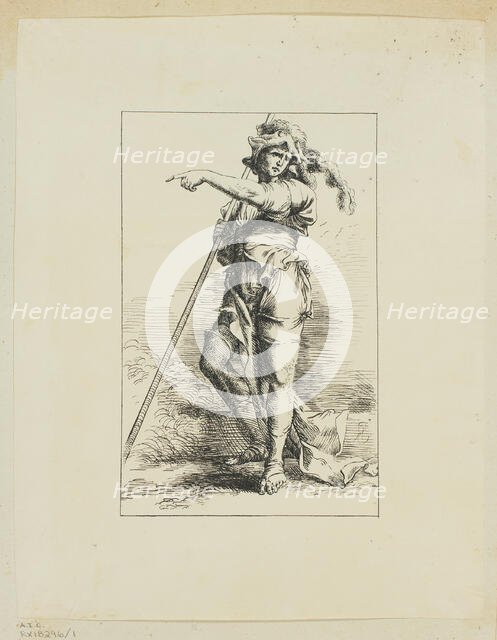 Figure with Staff Pointing, n.d. Creator: Unknown.