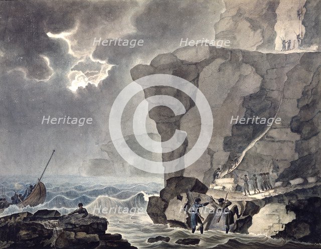 Landing of the Conspirators in the Cadoudal Affair at the Cliff of Biville...', 1771-1847. Artist: Armand Jules Marie Heraclius de Polignac