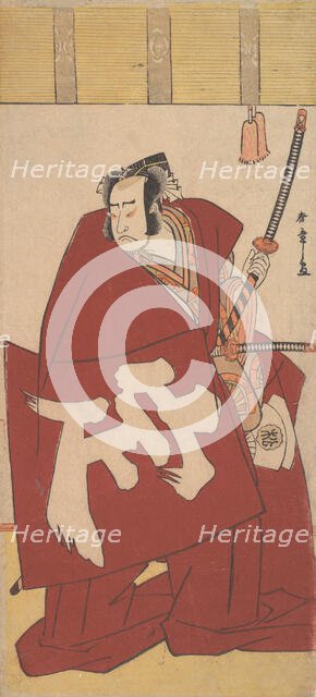 The Actor Onoe Matsusuke in Shibaraku in Deep Red Robes, ca. 1781. Creator: Shunsho.