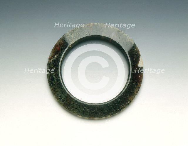 Moss-green agate pectoral ring, Warring States Period, China, 475-221 BC. Artist: Unknown