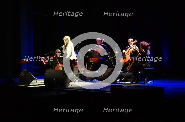 Claire Martin with the Montpellier Cello Quartet, De La Warr Pavilion,  East Sussex, 2013. Artist: Brian O'Connor