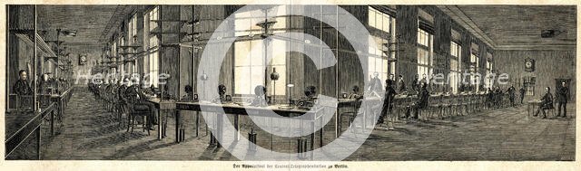In the Central Telegraph Station in Berlin, 1863. Creator: Anonymous.