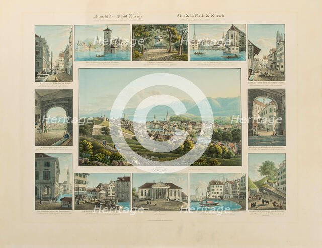 View of the city of Zurich, 1832-1833. Creator: Isenring, Johann Baptist (1796-1860).