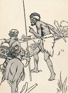 Aboriginal men approaching a settlers farm, 1912. Artist: Charles Robinson.