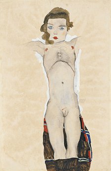 Nude Girl with Arms Outstretched, 1911. Artist: Schiele, Egon (1890–1918)