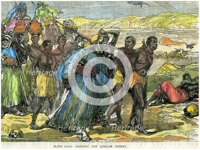 'Slave gang crossing the African desert', c1880. Artist: Unknown