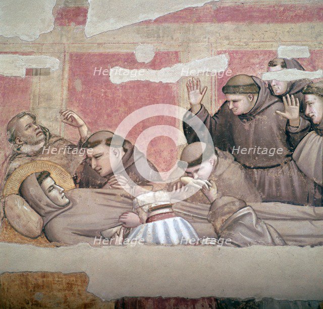 Depiction of the death of St Francis of Assisi, 14th century. Artist: Giotto 