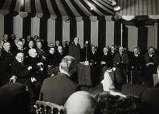 Henry Solomon Wellcome speaking at the cornerstone ceremony for the Wellcome Building, 1931. Creator: Unknown.