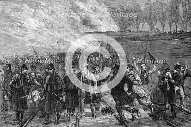 The Fatal Railway Accident at Canonbury: bringing the wounded out of the tunnel, 1881. Creator: Unknown.