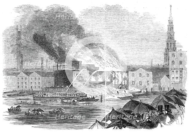 Conflagration at Sir C. Price's Wharf, Blackfriars, 1845. Creator: Unknown.