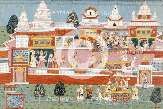 Krishna Abducts Mitravinda, Folio from a Bhagavata Purana..., between 1775 and 1800. Creator: Unknown.