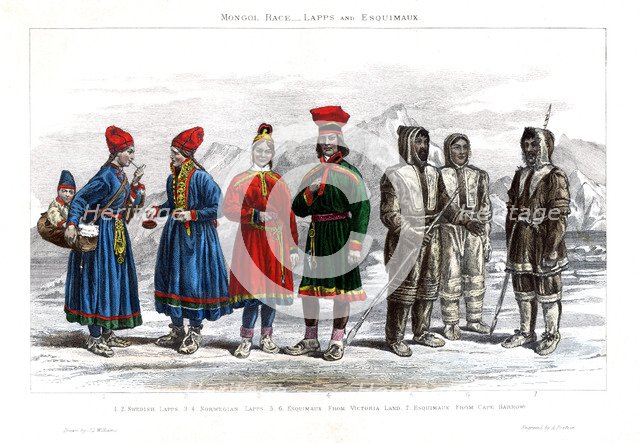 'Mongol Race, Lapps and Esquimaux', 1800-1900.Artist: A Portier