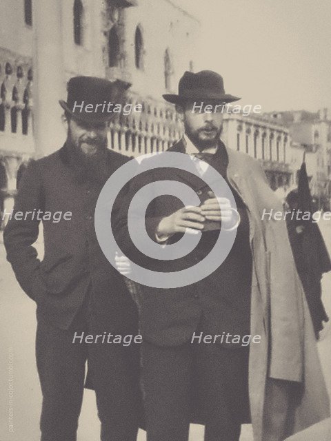 Pierre Bonnard (holding his Kodak box camera) with Ker-Xavier Roussel in Venice, 1899.