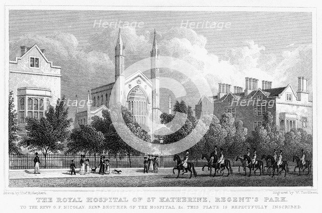 The Royal Hospital of St Katherine, Regent's Park, London, 1827.Artist: William Tombleson