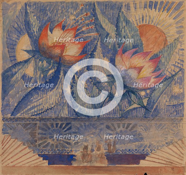 Stage design. Artist: Petrov-Vodkin, Kuzma Sergeyevich (1878-1939)