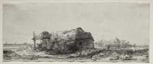 Landscape with a Cottage and Hay Barn: Oblong, 1641. Creator: Rembrandt van Rijn (Dutch, 1606-1669).