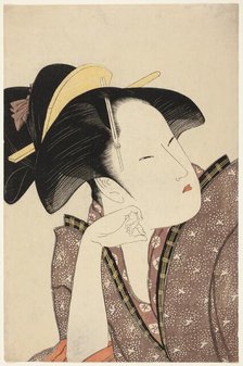 Reflective Love, from the series "Anthology of Poems: The Love Section (Kasen koi no..., c1793/94. Creator: Kitagawa Utamaro.