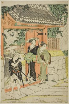 Sudden Shower at Mimeguri Shrine, c. 1787. Creator: Torii Kiyonaga.
