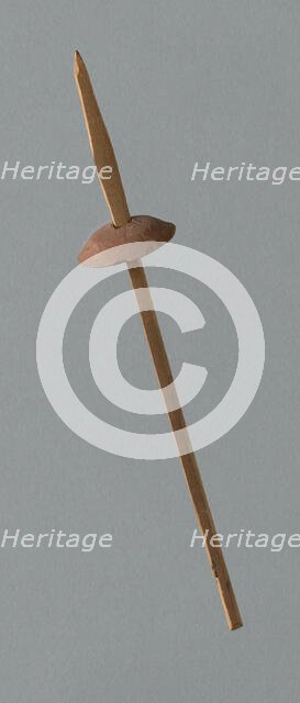 Wooden Spindle with Ceramic Whorl, Peru, 1000/1476. Creator: Unknown.