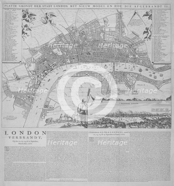 Map of London, 1666.   Artist: Anon