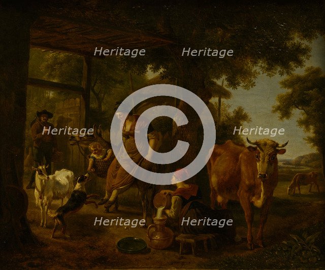 On the farm, A scene from rural life, Second Half of the 18th cen..