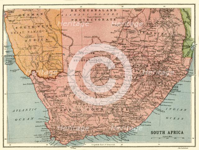 Map of South Africa, c1914, (c1920).  Creator: John Bartholomew & Son.