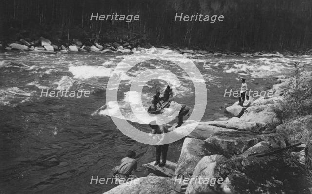 A Land-Management Expedition Boat Passing a Mrassu River Rapids, 1913. Creator: GI Ivanov.