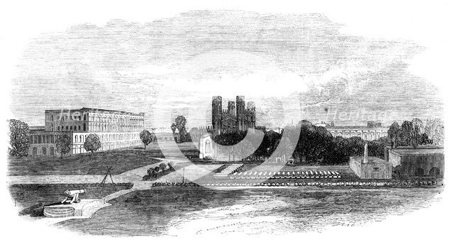 Fort Church and South Barracks, Calcutta, India, 1870. Artist: Unknown