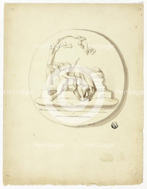 Medallion with Two Putti Beside Tomb, n.d. Creator: Unknown.