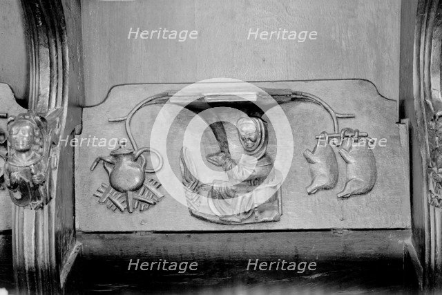 A misericord in St Laurence's church, Ludlow, Shropshire, 1966. Artist: Laurence Goldman