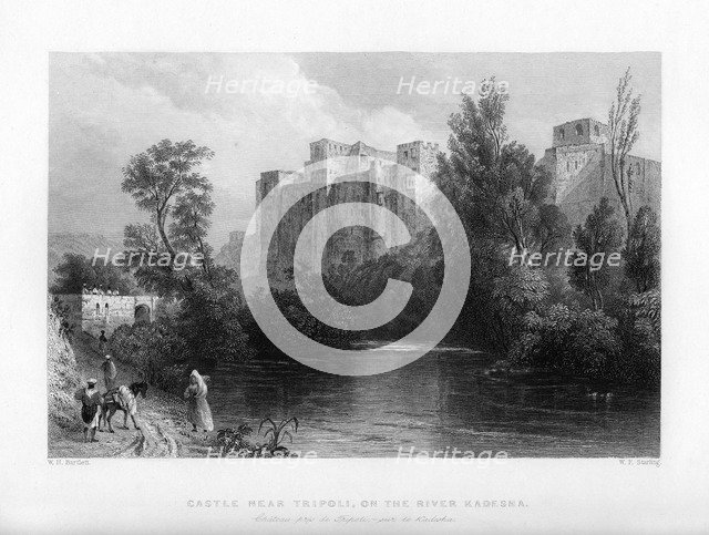A castle near Tripoli, on the river Kadesha, Libya, 1841.Artist: WF Starling