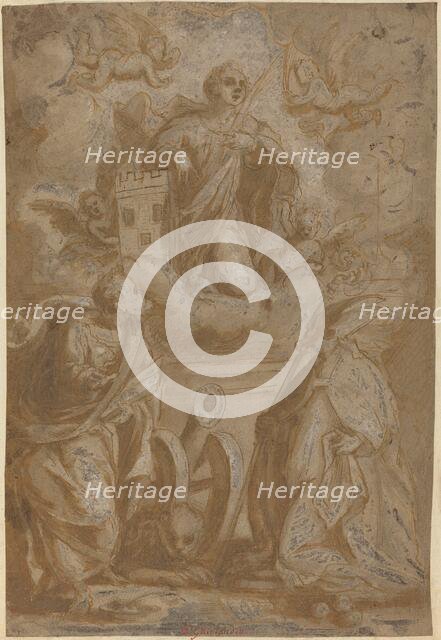 Saint Barbara in Glory with Saints Nicholas and Jerome, second half 16th century. Creator: Unknown.