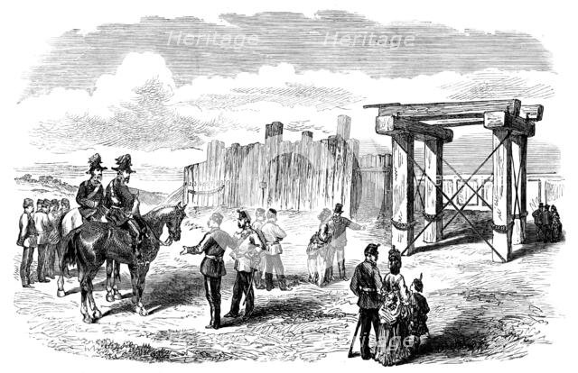 Siege Operations at Chatham: stockade prepared for blowing up with gun-cotton and powder, 1871. Creator: Unknown.