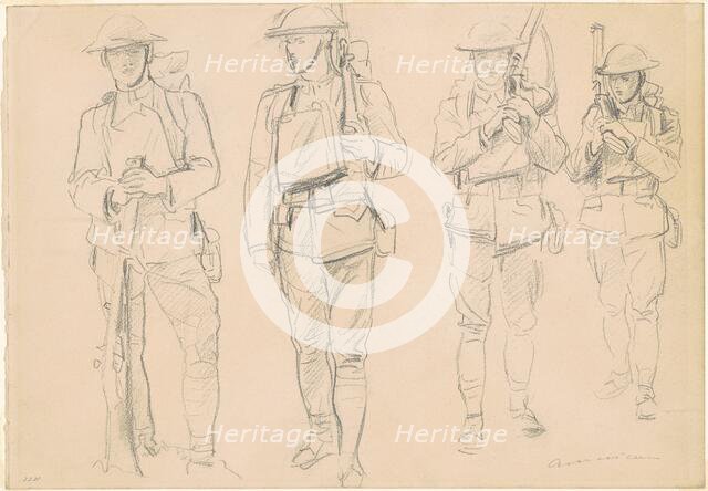 Studies for "Entering the War" [recto], 1918. Creator: John Singer Sargent.