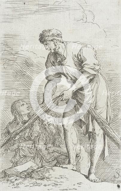 Figurine: A Man Hauling a Net, between c1656 and c1657. Creator: Salvator Rosa.