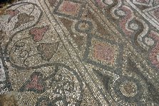 Mosaic floor, ruins of the Basilica of Ayia Trias, Famagusta, North Cyprus.