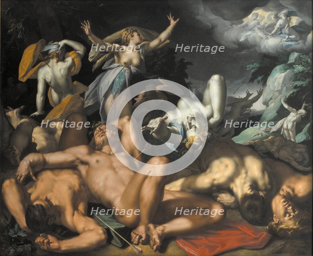 Apollo and Diana Punishing Niobe by Killing her Children, 1591. Artist: Bloemaert, Abraham (1566-1651)