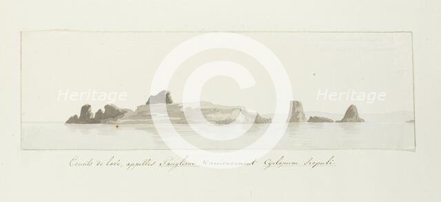 Faraglioni rocks off the Capri coast, 1778. Creator: Louis Ducros.
