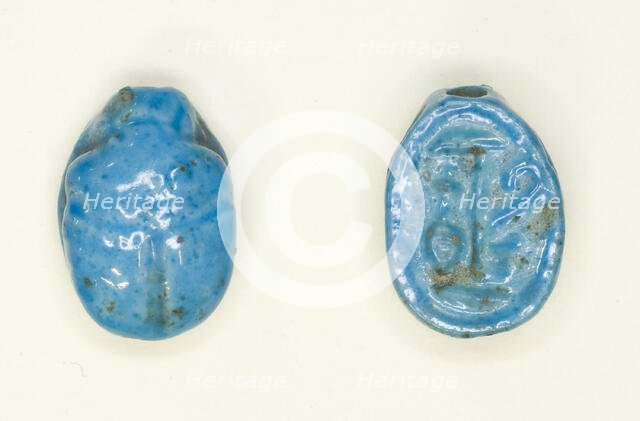 Scarab: Hieroglyphs (Red Crown, nfr- and nb-Signs: Trigramme of Amun), Egypt, New Kingdom... Creator: Unknown.