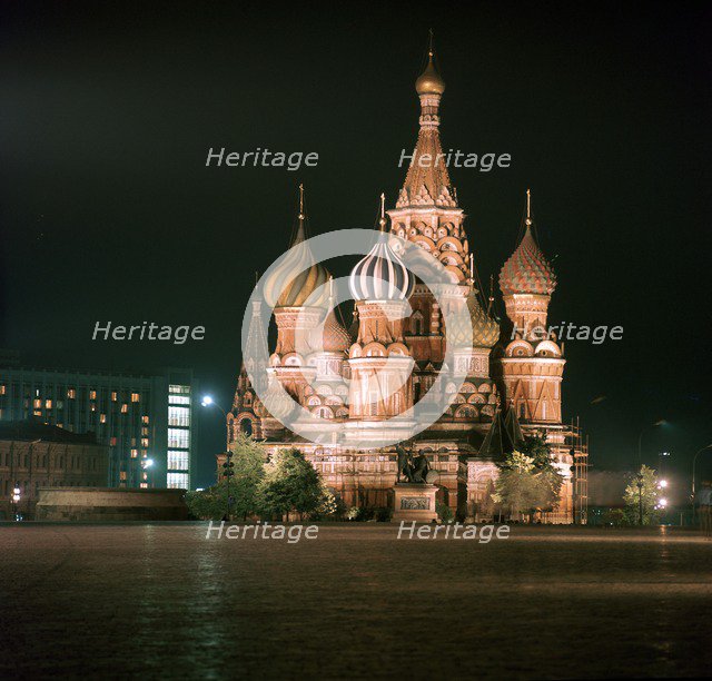 St Basil's Cathedral at night. Artist: Unknown
