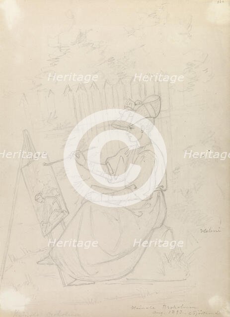 Helmi Sjöstrand Painting Outside, 1893. Creator: Carl Eneas Sjostrand.