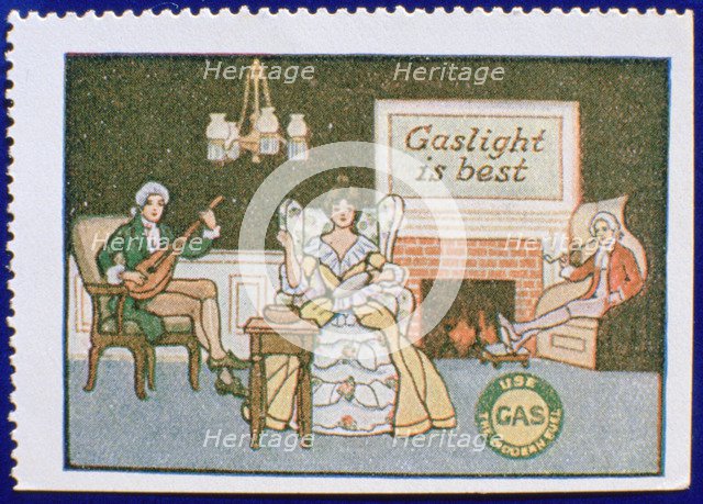 Early gas lighting advertisement label. Artist: Unknown