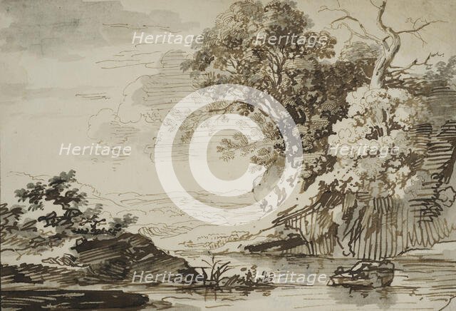 Landscape with a stream, unknown date. Creator: Anon.