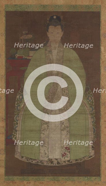 Portrait of a woman in green, Possibly Ming dynasty, (17th century?). Creator: Unknown.