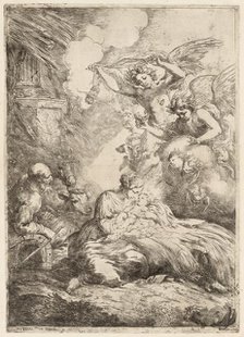 The Holy Family Adored by Angels (The Large Nativity), c. 1655. Creator: Bartolomeo Biscaino.
