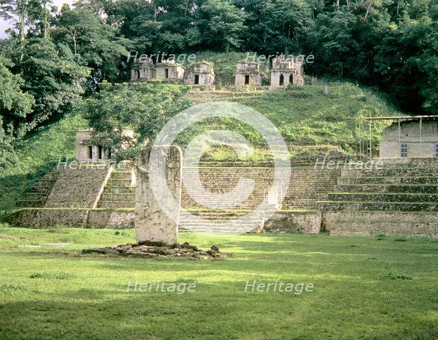 View of small temples in the ruins of Bonampak.