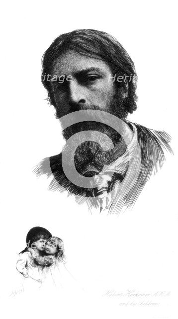 Hubert Herkomer, German born British artist, and his children, c1880-1882.Artist: Hubert von Herkomer