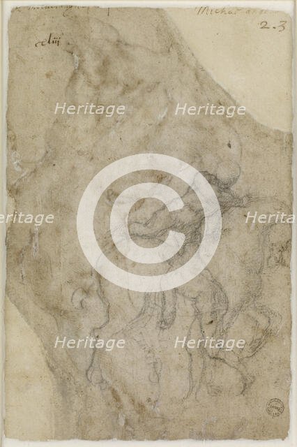 Two male Nudes and a Horse, 1501-1505.  Creator: Michelangelo Buonarroti.