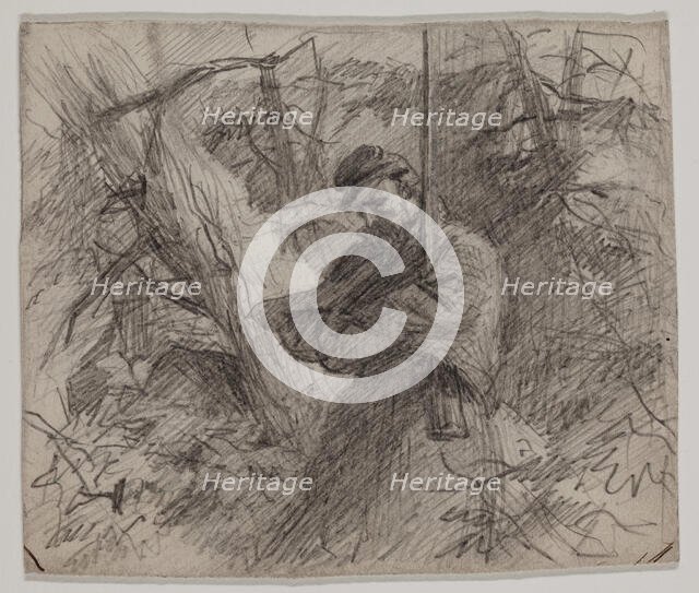 Soldier in Forest, late 19th century. Creator: Felix Octavius Carr Darley.