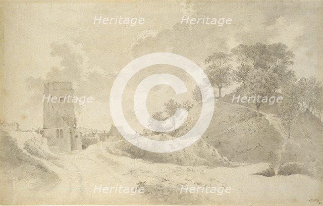 Oxford Castle and the Castle Mound, 27 May 1784. Artist: John Baptist Malchair.